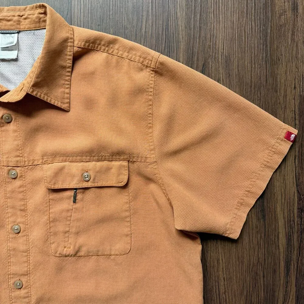 The North Face Orange Modal Button Shirt Mesh Lining Hiking Outdoors Gorpcore